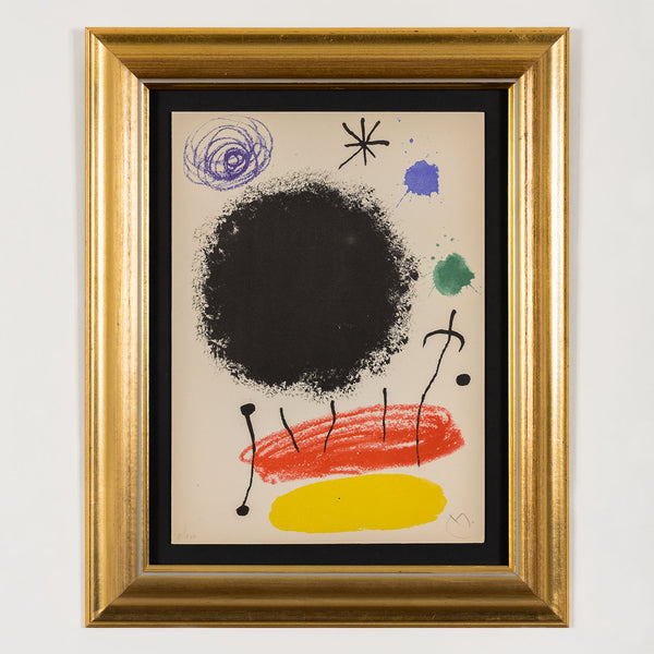 joan miro obra inedita recent plate I 1 1964 lithograph limited edition miro edition miro print iconic artist print accessible framed highres black hole classic miro print colorful framed