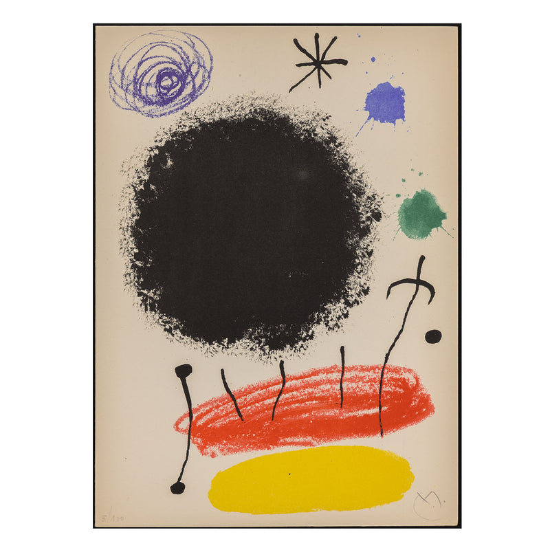 joan miro obra inedita recent plate I 1 1964 lithograph limited edition miro edition miro print iconic artist print accessible framed highres black hole classic miro print colorful framed