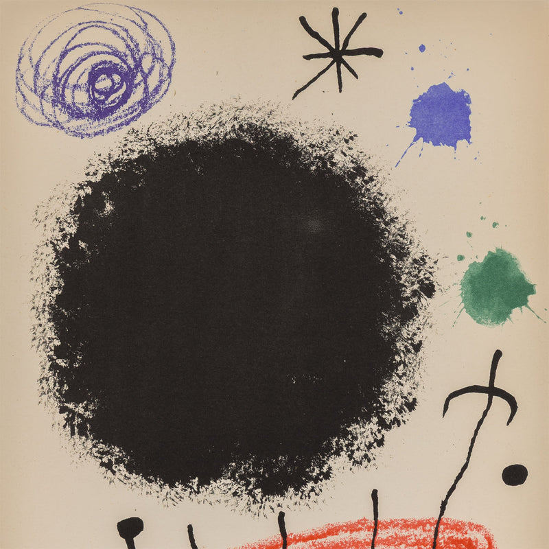 joan miro obra inedita recent plate I 1 1964 lithograph limited edition miro edition miro print iconic artist print accessible framed highres black hole classic miro print colorful framed