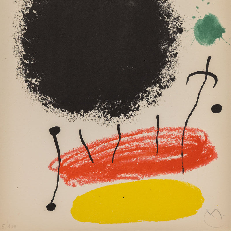 joan miro obra inedita recent plate I 1 1964 lithograph limited edition miro edition miro print iconic artist print accessible framed highres black hole classic miro print colorful framed