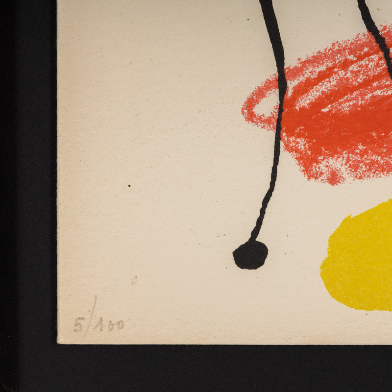 joan miro obra inedita recent plate I 1 1964 lithograph limited edition miro edition miro print iconic artist print accessible framed highres black hole classic miro print colorful framed
