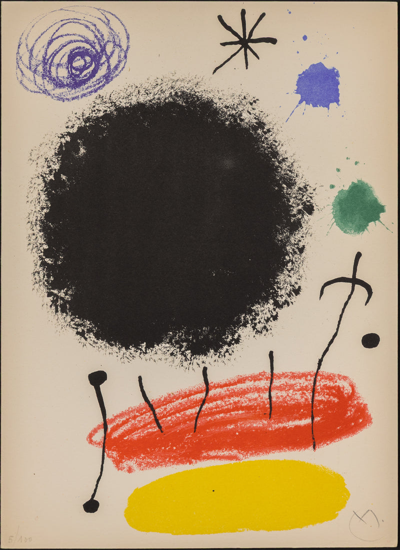 joan miro obra inedita recent plate I 1 1964 lithograph limited edition miro edition miro print iconic artist print accessible framed highres black hole classic miro print colorful framed