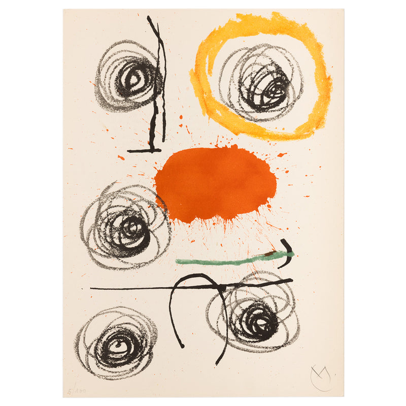 joan miro obra inedita recent lithograph plate 10 limited edition early work 1960s 1964 iconic european artist barcelona paris primary colors colours lithography printmaking surrealism abstraction 