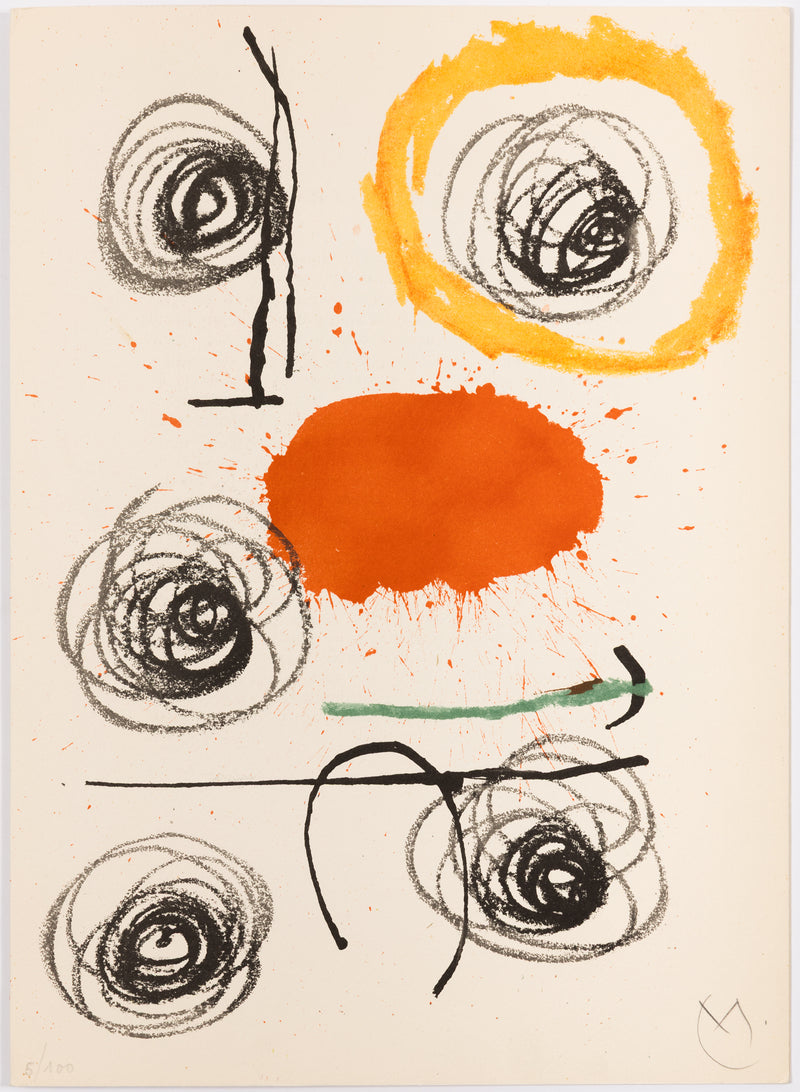 joan miro obra inedita recent lithograph plate 10 limited edition early work 1960s 1964 iconic european artist barcelona paris primary colors colours lithography printmaking surrealism abstraction 