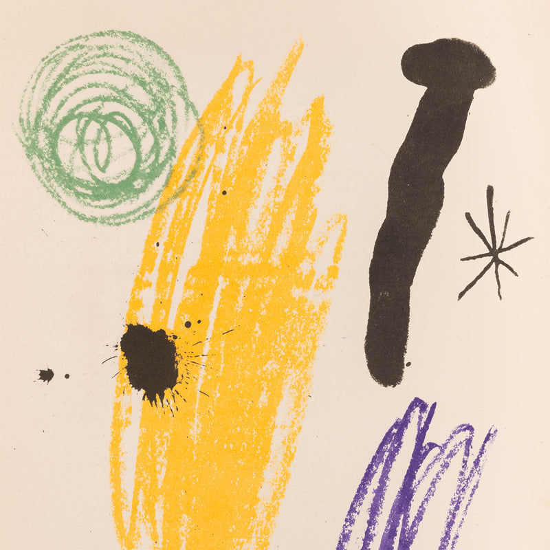 joan miro obra inedita recent lithograph plate 5 limited edition early work 1960s 1964 iconic european artist barcelona paris primary colors colours lithography printmaking surrealism abstraction 