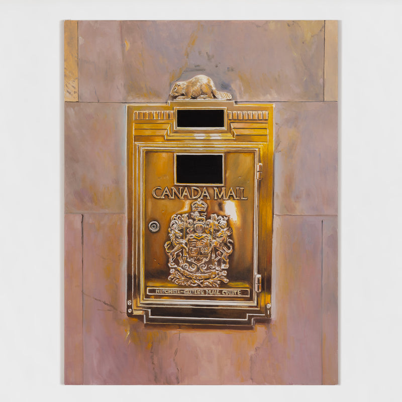joanne tod painting canada mail canada post mail chute canadiana imagery beaver 2025 canadian artist contemporary canadian painter 