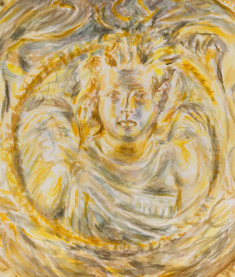 Joanne Tod gold medallion 2020 watercolor on paper watercolour on paper joanne tod work on paper museum institutional critique joanne tod antiquity buy sell collect joanne tod affordable original canadian artwork