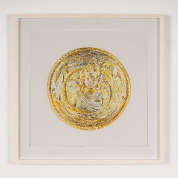 Joanne Tod gold medallion 2020 watercolor on paper watercolour on paper joanne tod work on paper museum institutional critique joanne tod antiquity buy sell collect joanne tod affordable original canadian artwork framed
