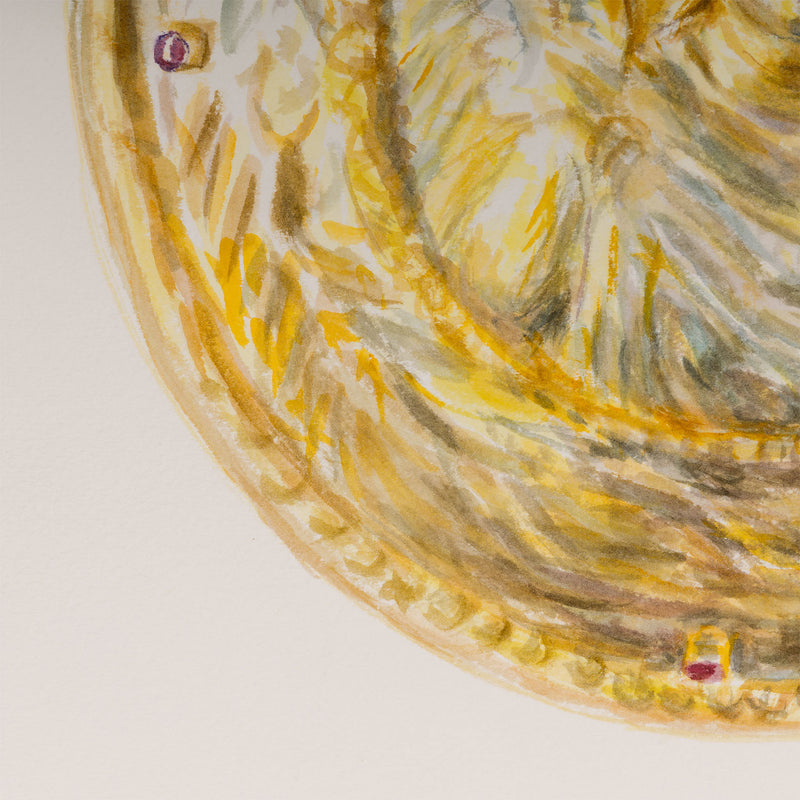 Joanne Tod gold medallion 2020 watercolor on paper watercolour on paper joanne tod work on paper museum institutional critique joanne tod antiquity buy sell collect joanne tod affordable original canadian artwork