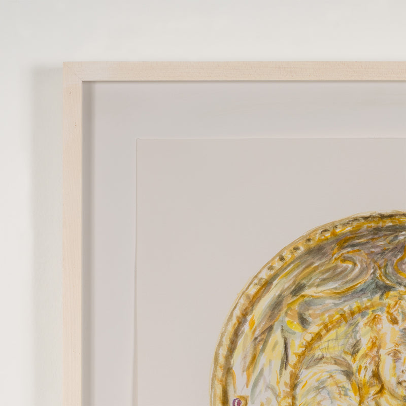 Joanne Tod gold medallion 2020 watercolor on paper watercolour on paper joanne tod work on paper museum institutional critique joanne tod antiquity buy sell collect joanne tod affordable original canadian artwork