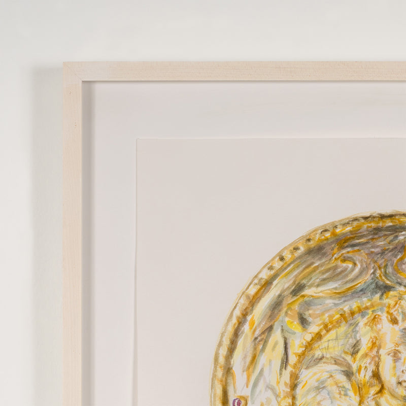 Joanne Tod gold medallion 2020 watercolor on paper watercolour on paper joanne tod work on paper museum institutional critique joanne tod antiquity buy sell collect joanne tod affordable original canadian artwork