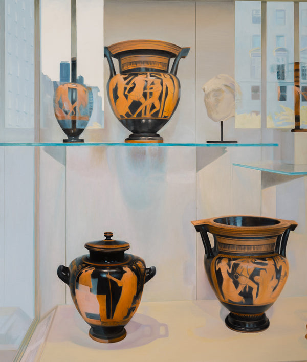 Joanne Tod Morning at the MET painting oil on canvas 2007 collect buy sell joanne tod joanne tod canadian artist the met muesum nyc institutional critique ancient greek and roman amphora realism realist painting contemporary artist collect contemporary canadian art large-scale painting local toronto artist 