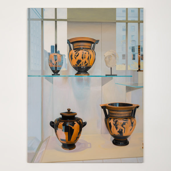 Joanne Tod Morning at the MET painting oil on canvas 2007 collect buy sell joanne tod joanne tod canadian artist the met muesum nyc institutional critique ancient greek and roman amphora realism realist painting contemporary artist collect contemporary canadian art large-scale painting local toronto artist 