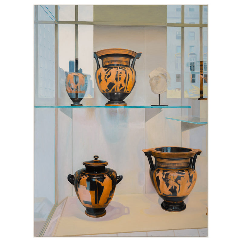 Joanne Tod Morning at the MET painting oil on canvas 2007 collect buy sell joanne tod joanne tod canadian artist the met muesum nyc institutional critique ancient greek and roman amphora realism realist painting contemporary artist collect contemporary canadian art large-scale painting local toronto artist 