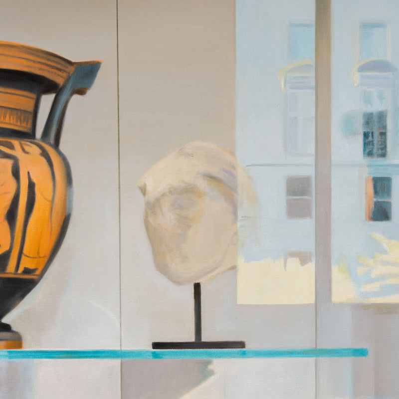 Joanne Tod Morning at the MET painting oil on canvas 2007 collect buy sell joanne tod joanne tod canadian artist the met muesum nyc institutional critique ancient greek and roman amphora realism realist painting contemporary artist collect contemporary canadian art large-scale painting local toronto artist 