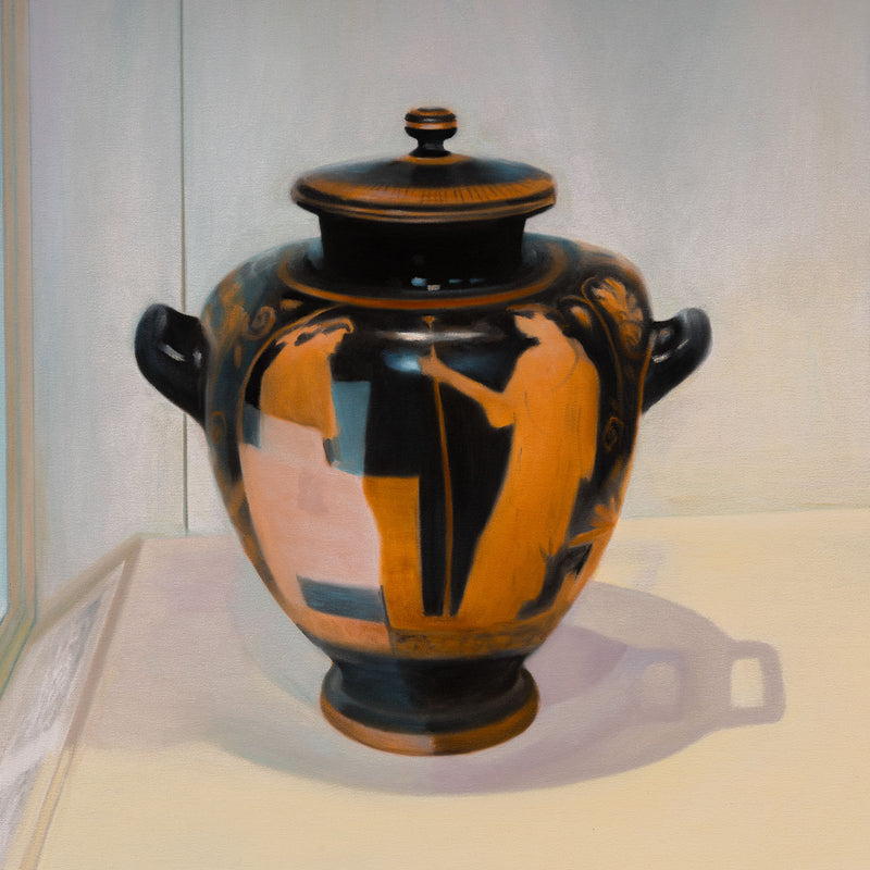 Joanne Tod Morning at the MET painting oil on canvas 2007 collect buy sell joanne tod joanne tod canadian artist the met muesum nyc institutional critique ancient greek and roman amphora realism realist painting contemporary artist collect contemporary canadian art large-scale painting local toronto artist 