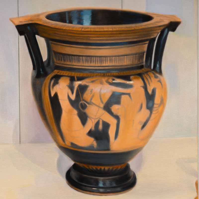 Joanne Tod Morning at the MET painting oil on canvas 2007 collect buy sell joanne tod joanne tod canadian artist the met muesum nyc institutional critique ancient greek and roman amphora realism realist painting contemporary artist collect contemporary canadian art large-scale painting local toronto artist 
