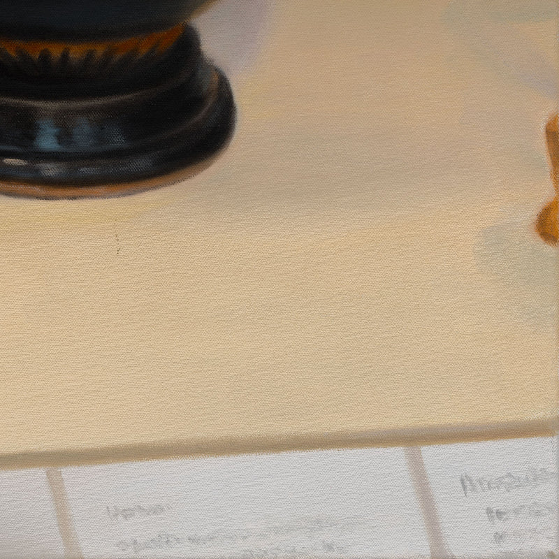 Joanne Tod Morning at the MET painting oil on canvas 2007 collect buy sell joanne tod joanne tod canadian artist the met muesum nyc institutional critique ancient greek and roman amphora realism realist painting contemporary artist collect contemporary canadian art large-scale painting local toronto artist 