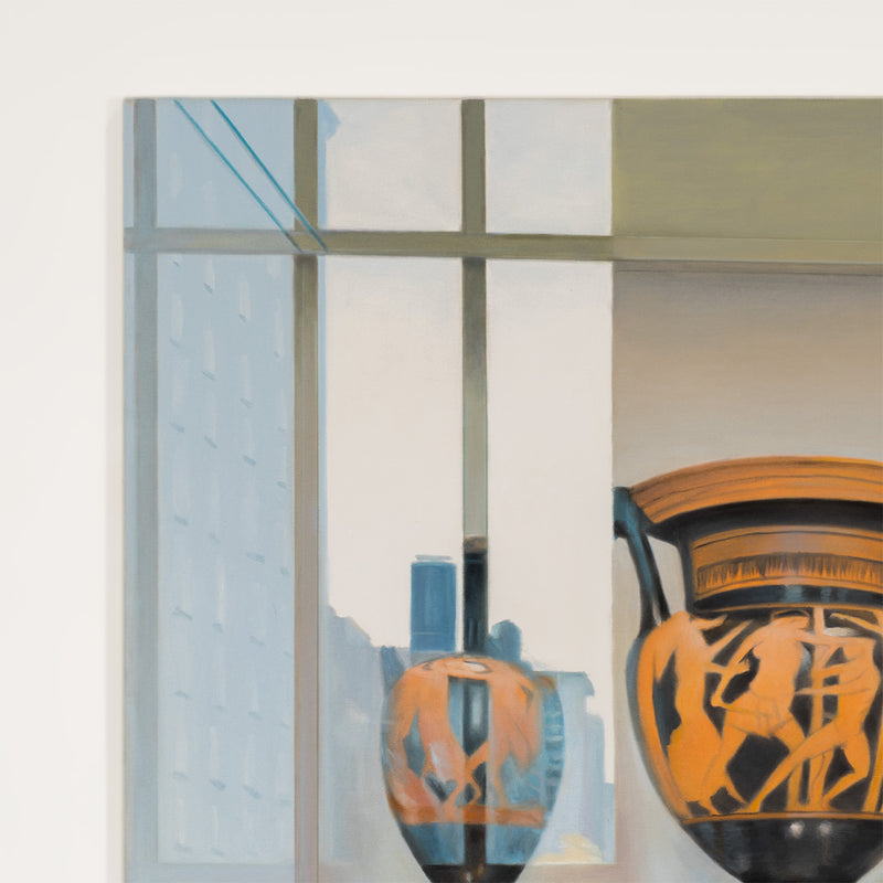 Joanne Tod Morning at the MET painting oil on canvas 2007 collect buy sell joanne tod joanne tod canadian artist the met muesum nyc institutional critique ancient greek and roman amphora realism realist painting contemporary artist collect contemporary canadian art large-scale painting local toronto artist 