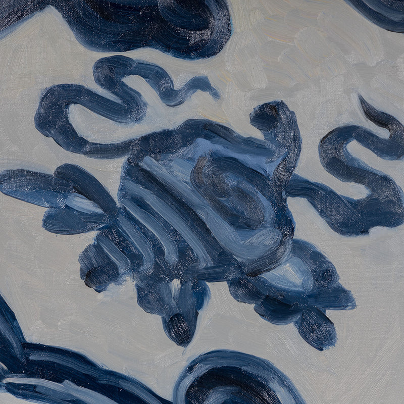 Joanne Tod Oculus II oculus 2 2012 oil on linen oil painting canadian artist joanne tod woman artist joanne tod joanne tod kingdom come joanne tod at the gardiner museum joanne tod invited invasion 2012 joanne tod ceramic painting china painting blue and white vase museum vitrine reflection institutional critique  