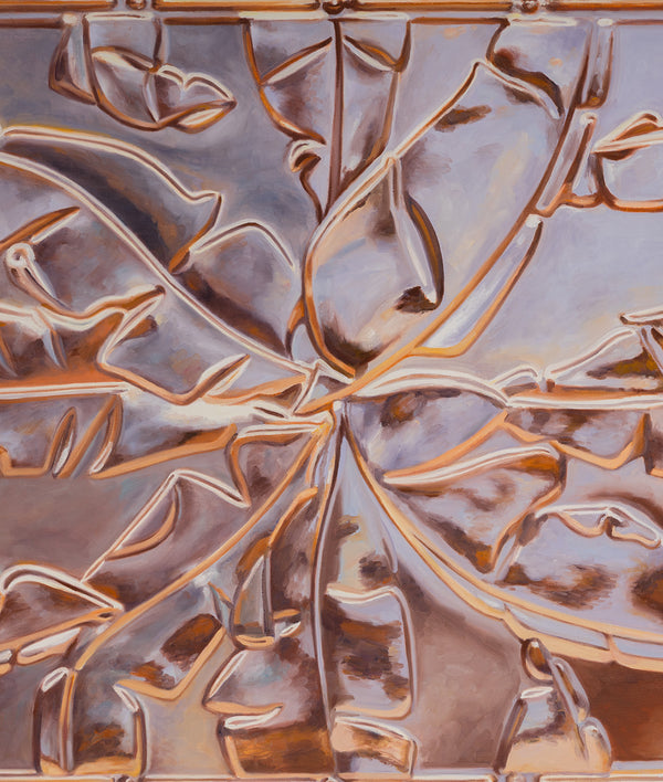 Joanne Tod Terpineol oil on linen painting 2019 36 x 36 copper tiles elements erosion of copper realist painter canadian painter