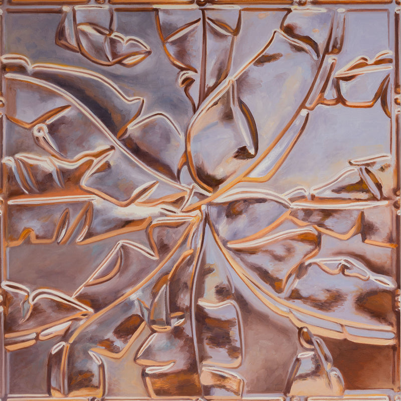 Joanne Tod Terpineol oil on linen painting 2019 36 x 36 copper tiles elements erosion of copper realist painter canadian painter
