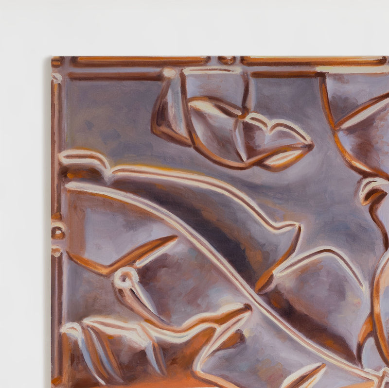 Joanne Tod Terpineol oil on linen painting 2019 36 x 36 copper tiles elements erosion of copper realist painter canadian painter