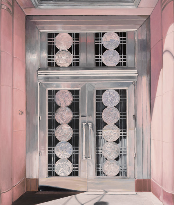Joanne Tod Toronto Stock Exchange Building 2024 oil on canvas painting realism canadian artist feminist art charles comfort Design Exchange George and Moorehouse architects iconic toronto architecture building Ernst and Young building toronto canada 