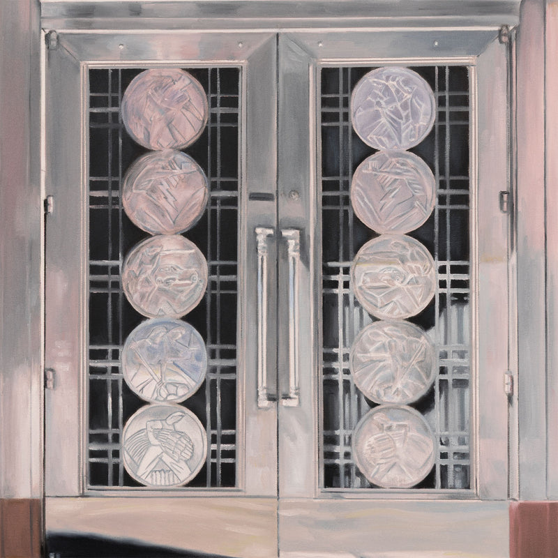 Joanne Tod Toronto Stock Exchange Building 2024 oil on canvas painting realism canadian artist feminist art charles comfort Design Exchange George and Moorehouse architects iconic toronto architecture building Ernst and Young building toronto canada 