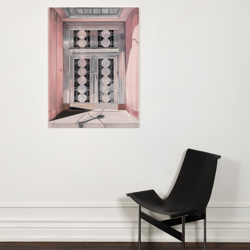 Joanne Tod Toronto Stock Exchange Building 2024 oil on canvas painting realism canadian artist feminist art charles comfort Design Exchange George and Moorehouse architects iconic toronto architecture building Ernst and Young building toronto canada 