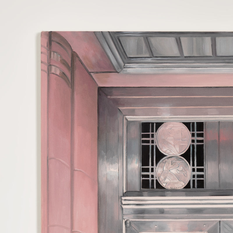 Joanne Tod Toronto Stock Exchange Building 2024 oil on canvas painting realism canadian artist feminist art charles comfort Design Exchange George and Moorehouse architects iconic toronto architecture building Ernst and Young building toronto canada 