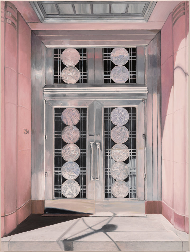 Joanne Tod Toronto Stock Exchange Building 2024 oil on canvas painting realism canadian artist feminist art charles comfort Design Exchange George and Moorehouse architects iconic toronto architecture building Ernst and Young building toronto canada 