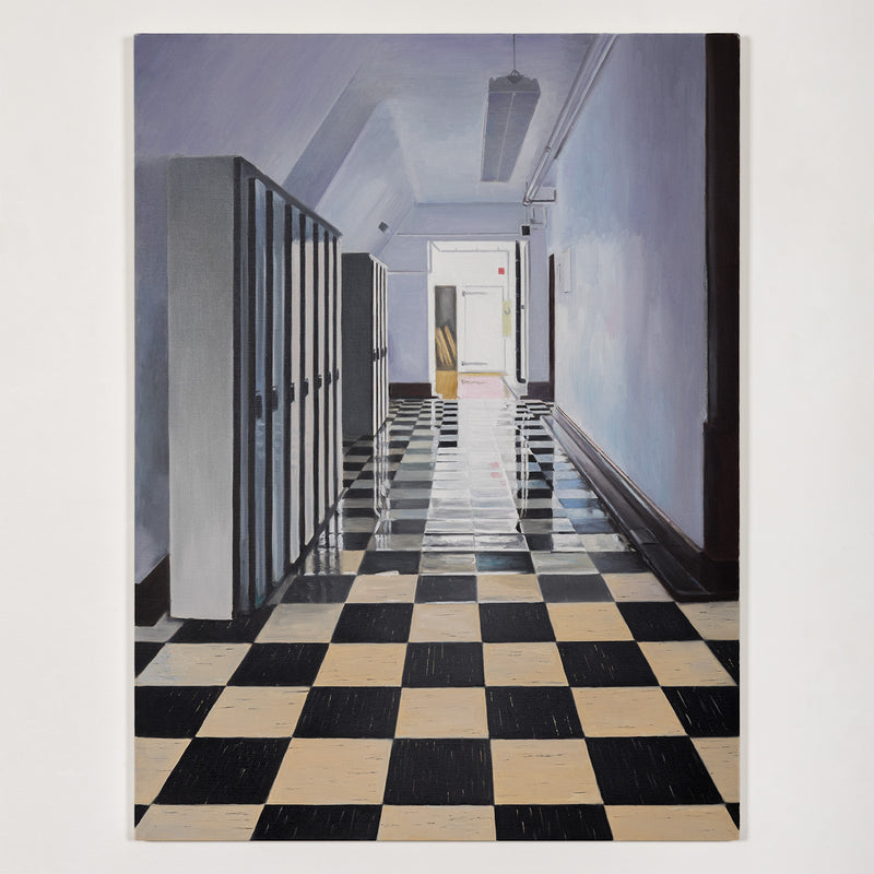 joanne tod 1 spadina corridor painting 2023 Daniels Architecture U of T university of toronto architecture 1 spadina crescent, toronto, ON iconic toronto buildings deep space realism painting oil on linen canadian artist collect canadian art buy canadian art joanne tod teacher