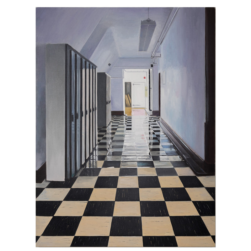 joanne tod 1 spadina corridor painting 2023 Daniels Architecture U of T university of toronto architecture 1 spadina crescent, toronto, ON iconic toronto buildings deep space realism painting oil on linen canadian artist collect canadian art buy canadian art joanne tod teacher