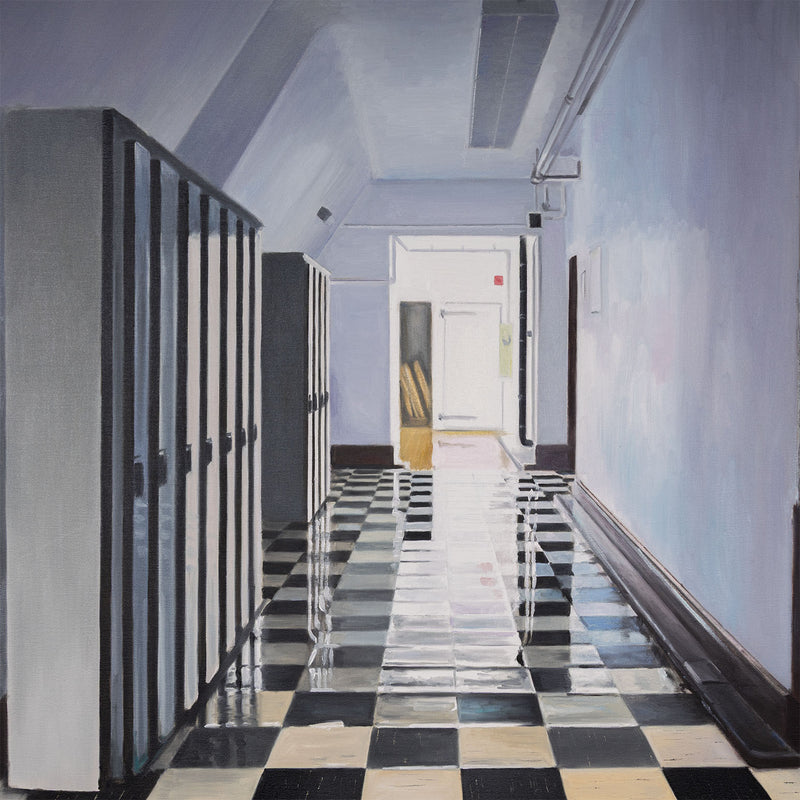 joanne tod 1 spadina corridor painting 2023 Daniels Architecture U of T university of toronto architecture 1 spadina crescent, toronto, ON iconic toronto buildings deep space realism painting oil on linen canadian artist collect canadian art buy canadian art joanne tod teacher