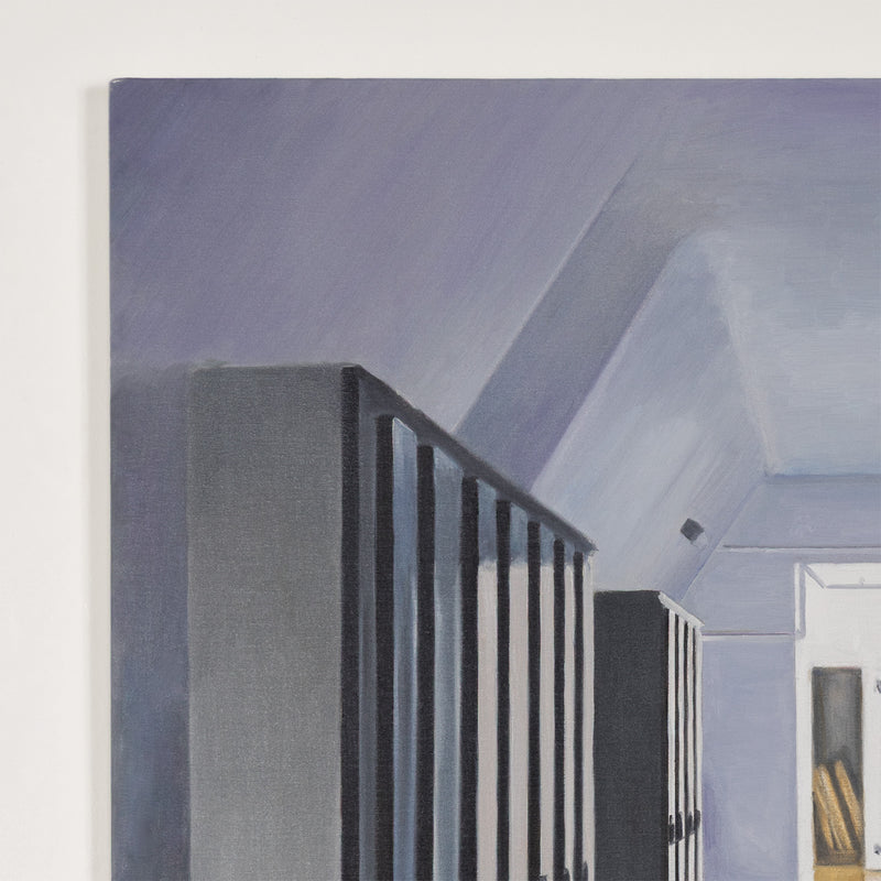 joanne tod 1 spadina corridor painting 2023 Daniels Architecture U of T university of toronto architecture 1 spadina crescent, toronto, ON iconic toronto buildings deep space realism painting oil on linen canadian artist collect canadian art buy canadian art joanne tod teacher