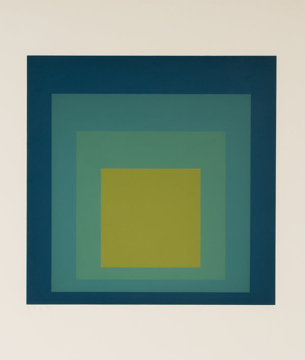 josef albers homage to the square 1971 I-S g blue square screenprint teal green aqua abstraction color theory modernism iconic american artist buy collect sell albers