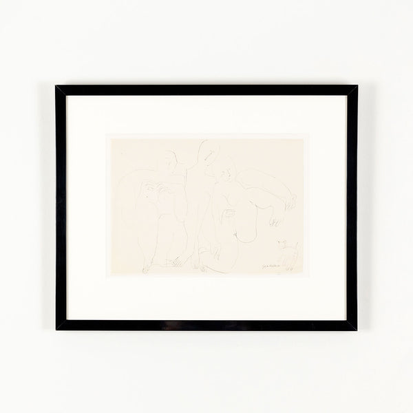JOYCE WIELAND "TRIO WITH CAT" DRAWING, 1965