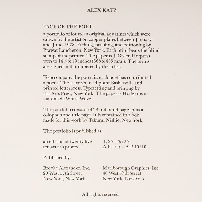 alex katz face of the poet portfolio face of a poet cutouts 1978 1977 aquatint portraiture second-generation new york beat poets 1970s printmaking iconic american artists and poets ted berrigan kenward elmslie john godfrey