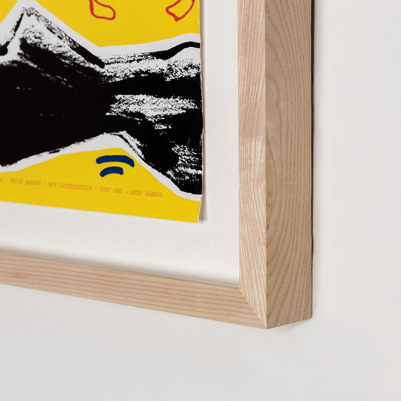 rain dance UNICEF keith haring fundraser roy lichenstein andy warhol yoko ono jean-michel basquiat poster a benefit for the african emergency relief fund 1985 american art iconic famous artists fun bright colors multiple NYC New York City framed