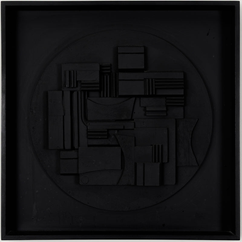 Louise Nevelson iconic american artist canadian feminist artwork sculpture mystical black and white wooden multiple pace gallery full moon sphere geometry architecture