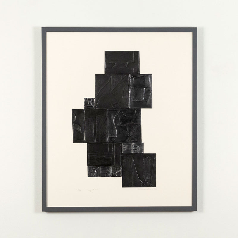 In 1972, famous woman artist Louise Nevelson creates a suite of six prints for her Lead Intaglio series. The works in this series feature thin, embossed lead plates on CM Fabriano paper.