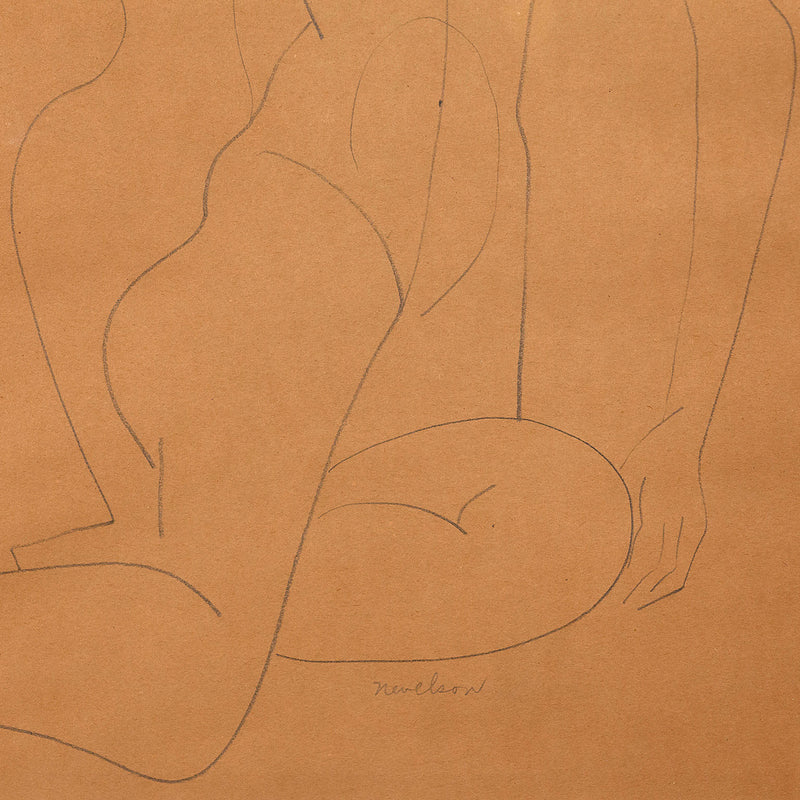 LOUISE NEVELSON "SEATED FEMALE NUDE" DRAWING, c. 1930