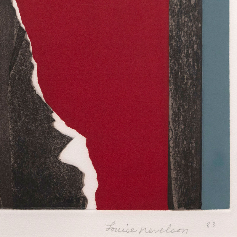 Artist signature for Louise Nevelson "Reflections III" Etching, 1983. Mixed media print available at Toronto gallery, Caviar20.
