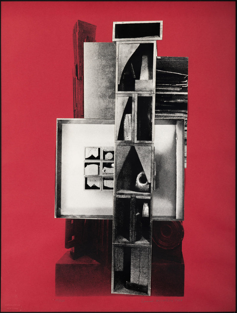 LOUISE NEVELSON "THE DRUM" SCREENPRINT / COLLAGE, 1966