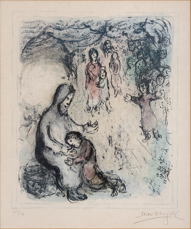 Marc Chagall Jacob's Blessing La Benediction de Jacob lithograph 1979 limited edition print chagall biblical print chagall teriade verve magazine commission iconic chagall print collect chagall buy chagall sell chagall