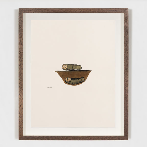 marcel dzama bug eyepatch watercolor watercolour work on paper canadian artist collect buy sell marcel dzama work on paper ink and gouache caterpillars long bugs green bugs eyepatch canadian art