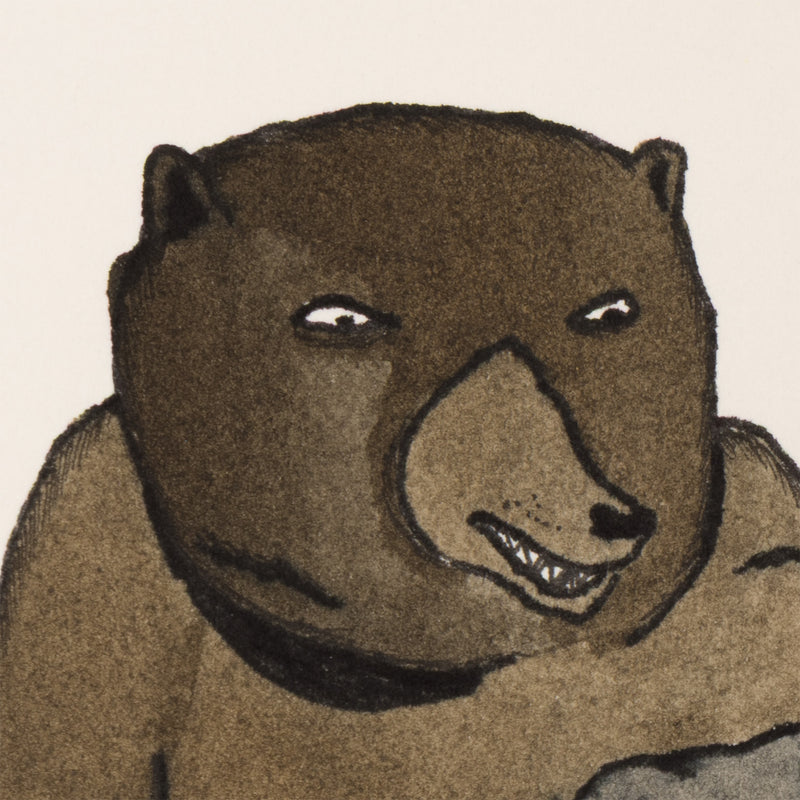 MARCEL DZAMA "BEAR HUG" WATERCOLOR, 1998