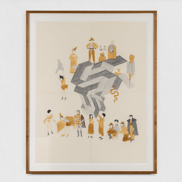 marcel dzama 2007 critiques dard david zwirner gallery work on paper watercolor on four sheets collage art surrealist art canadian art collect dzama buy dzama sell dzama support contemporary canadian artists