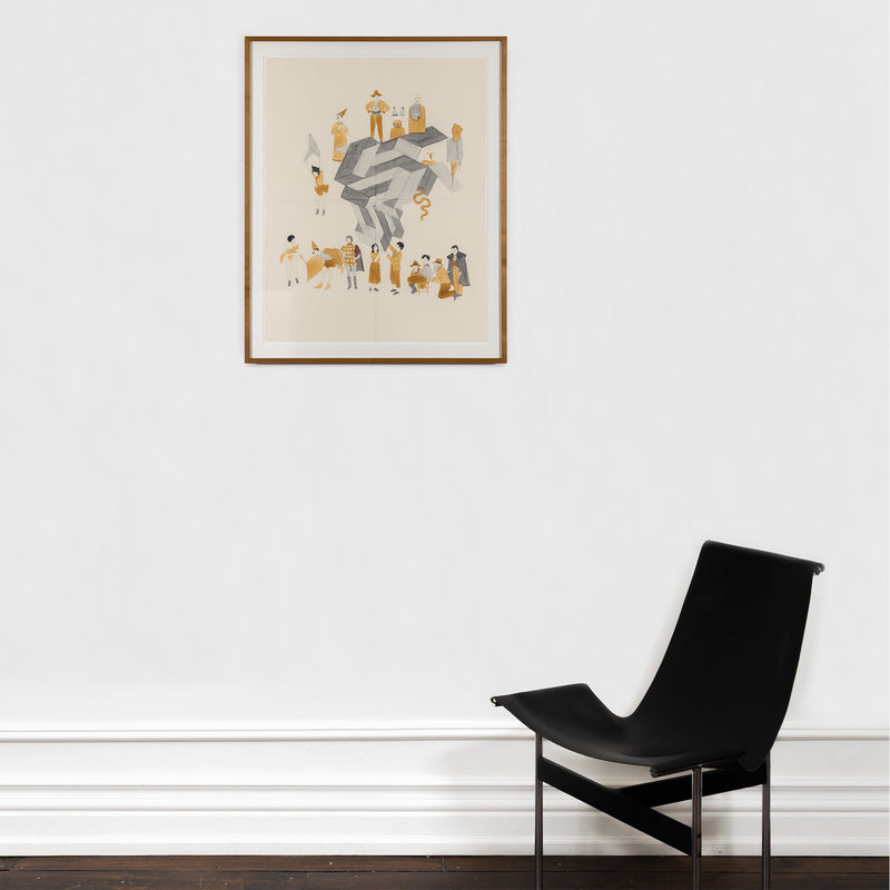 marcel dzama 2007 critiques dard david zwirner gallery work on paper watercolor on four sheets collage art surrealist art canadian art collect dzama buy dzama sell dzama support contemporary canadian artists